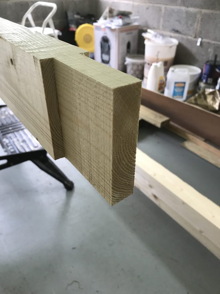 A nicely cut tenon with band saw marks visible in cheeks.