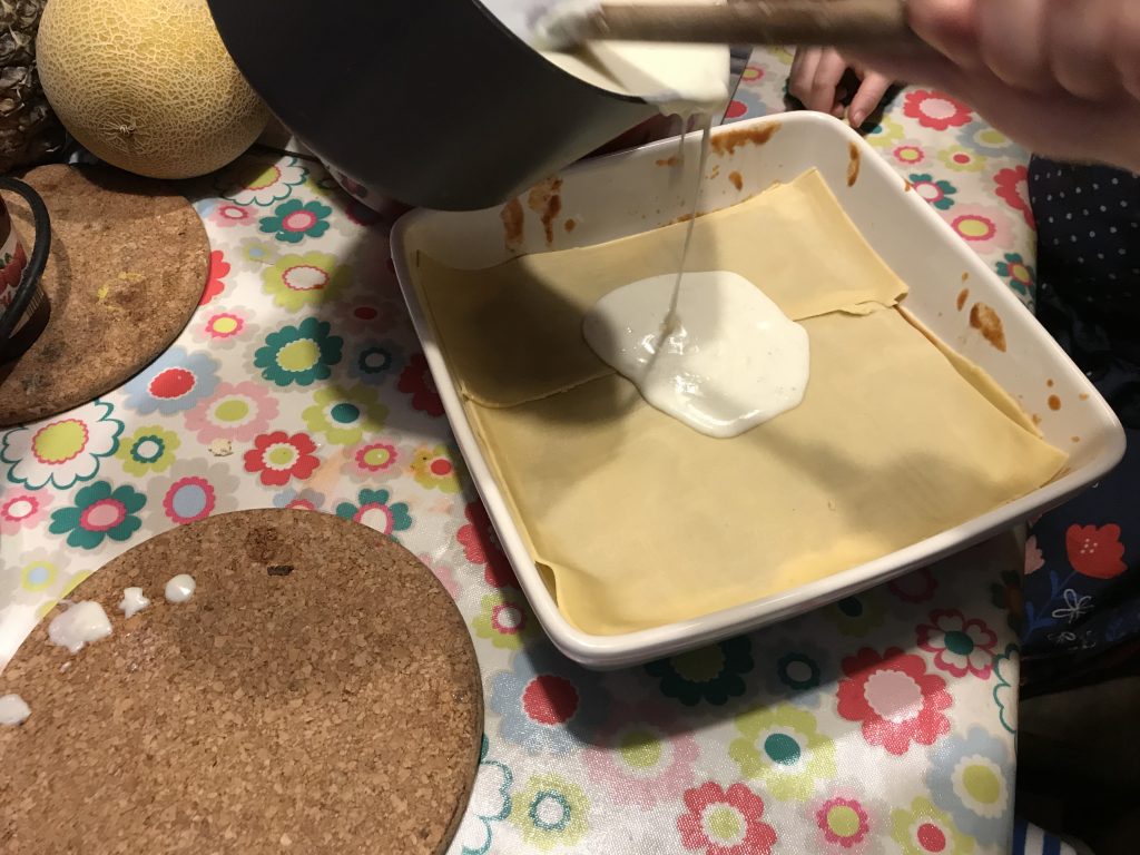 Partially constructed lasagne