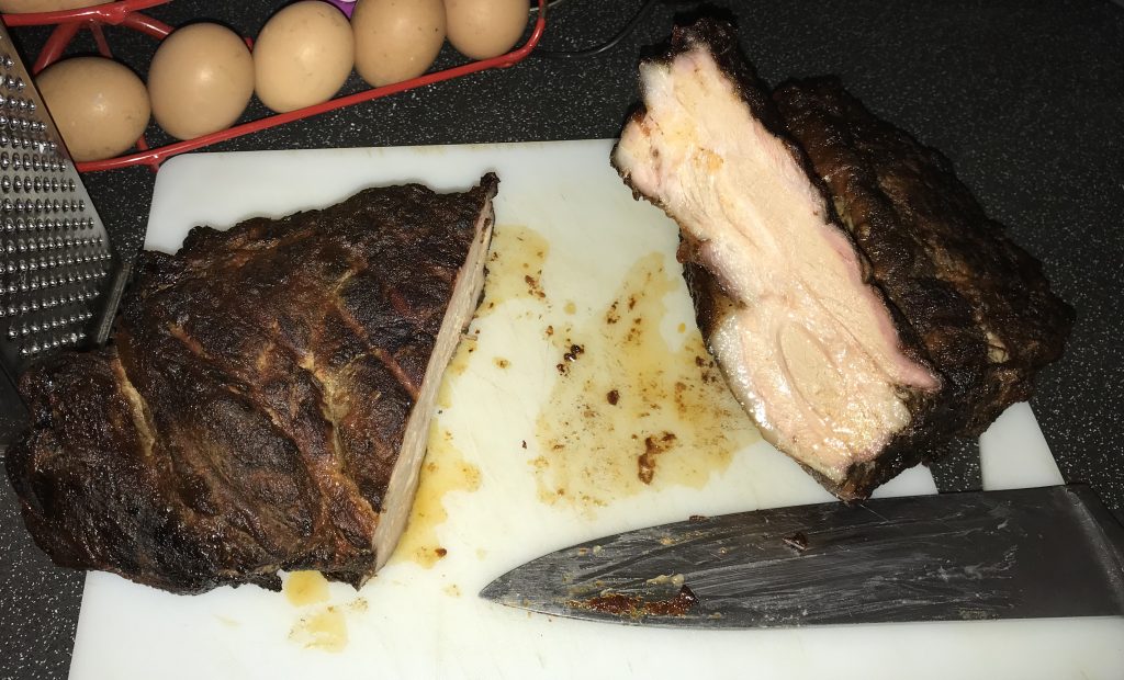 Nice and juicy hot smoked pork shoulder