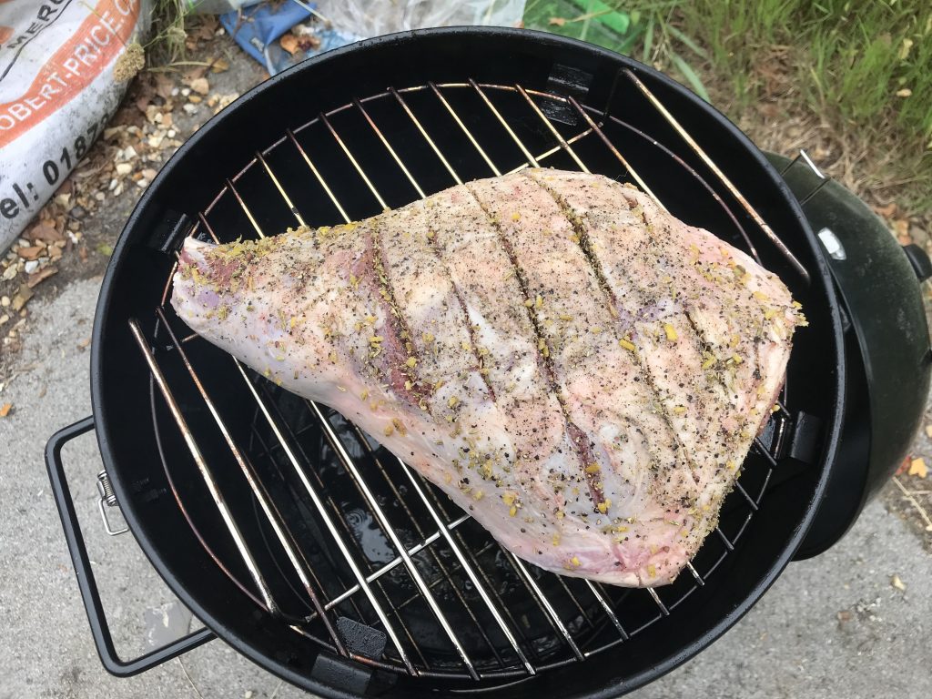 Beautiful Leg of Lamb covered in homemade rub