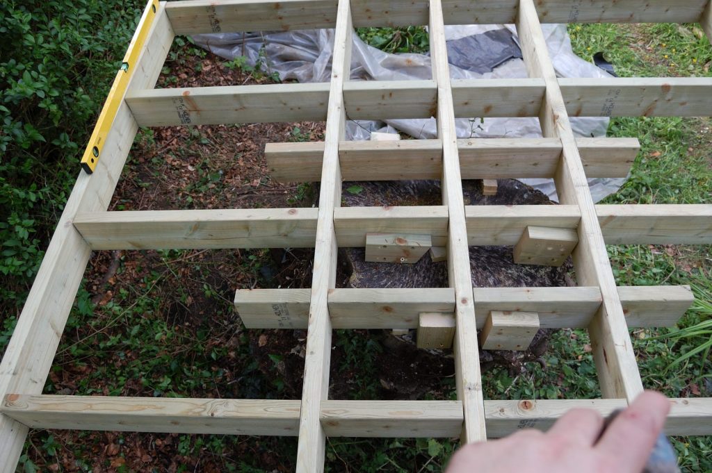 Final secured treehouse frame.