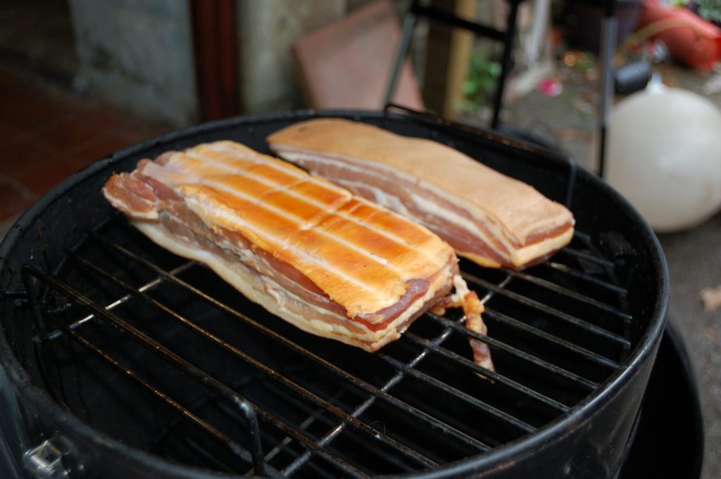 Smoked streaky bacon on the Callow Smoker