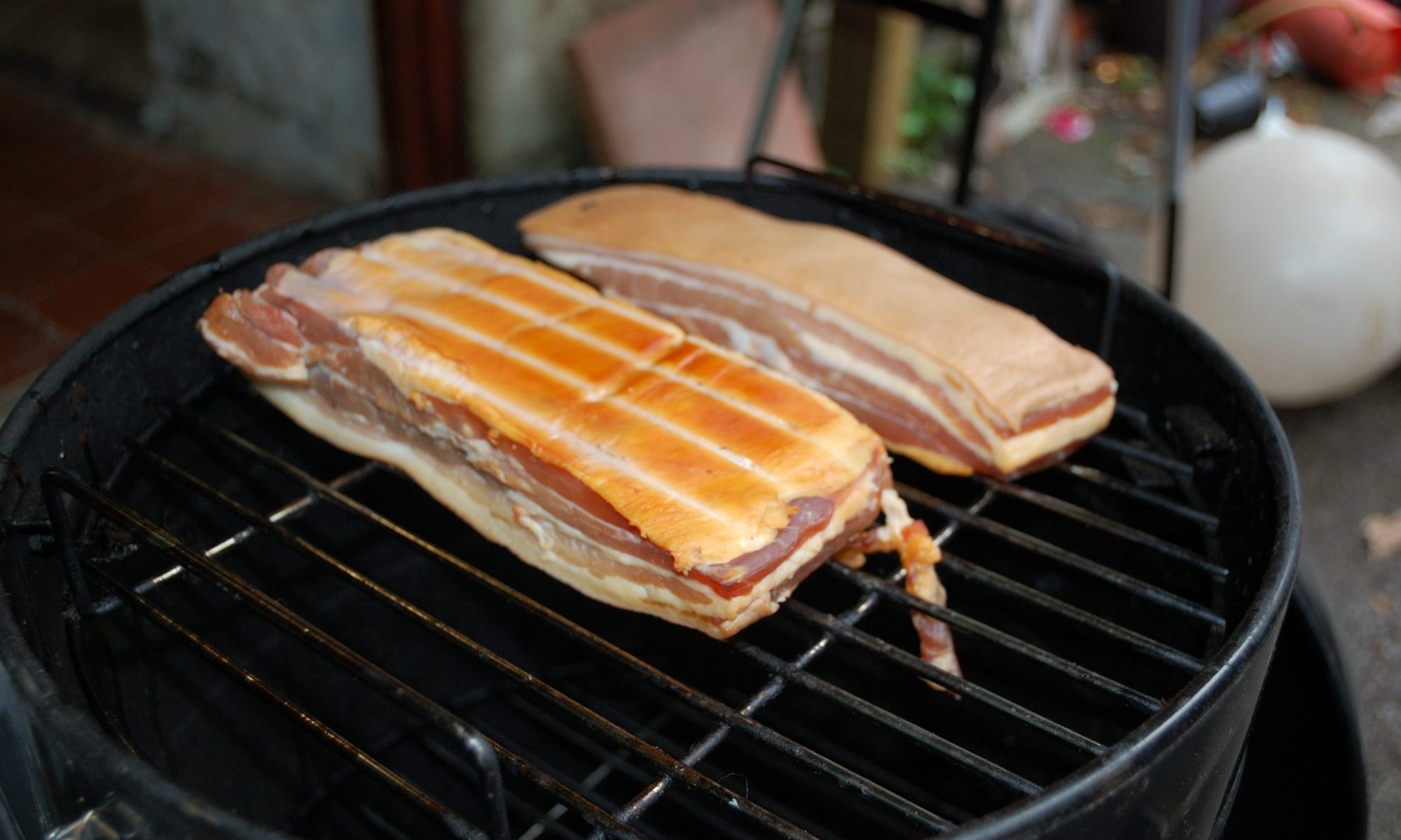 Smoked streaky bacon on the Callow Smoker