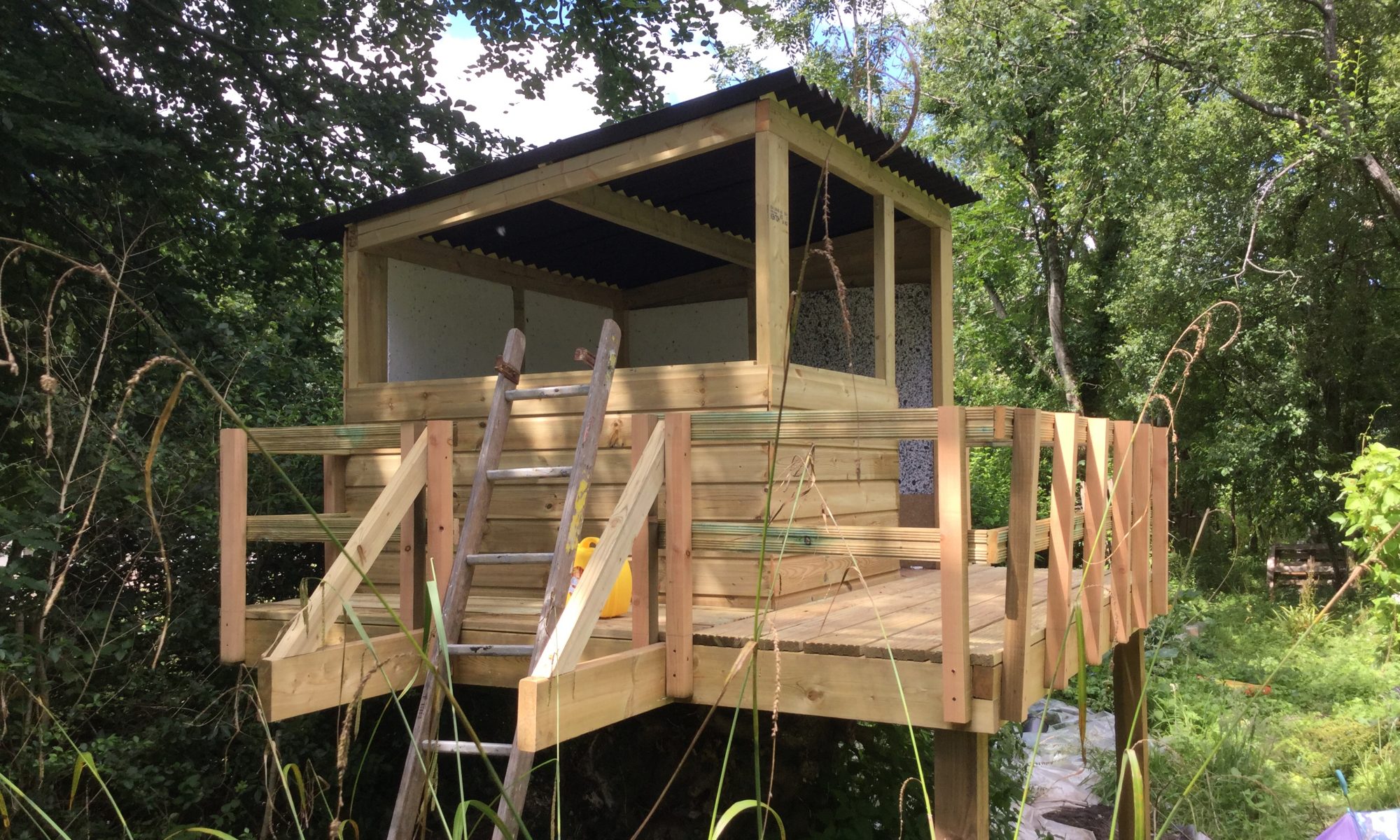 A great looking treehouse with balcony