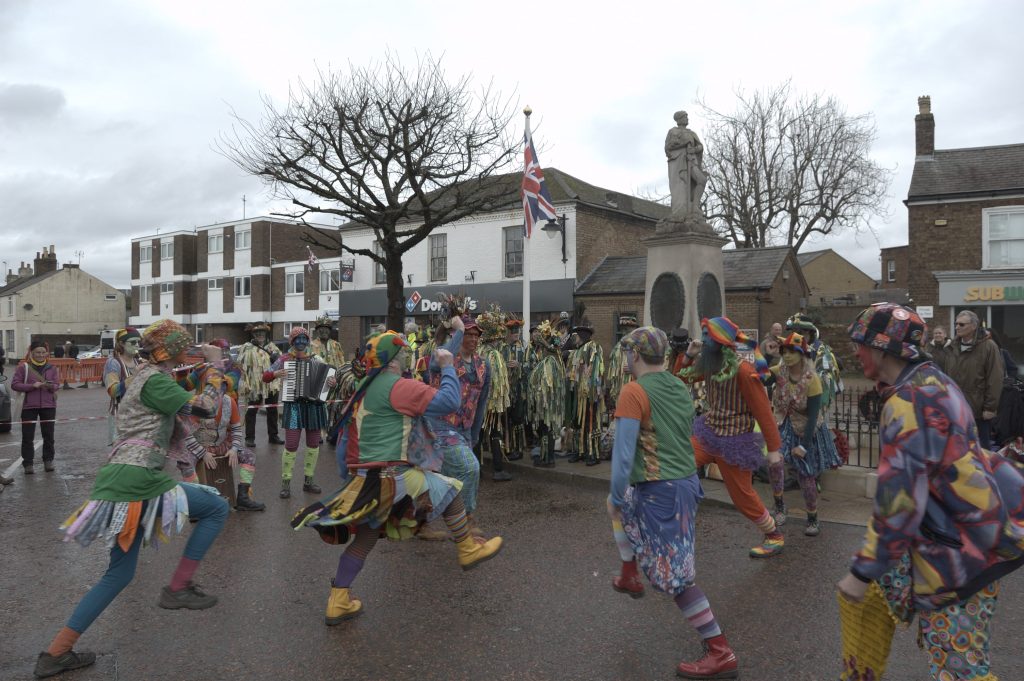The very brightly decorated Gog Magog Moolly mid routine