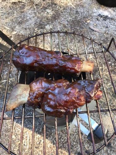 Lovely sticky slow cooked beef ribs.